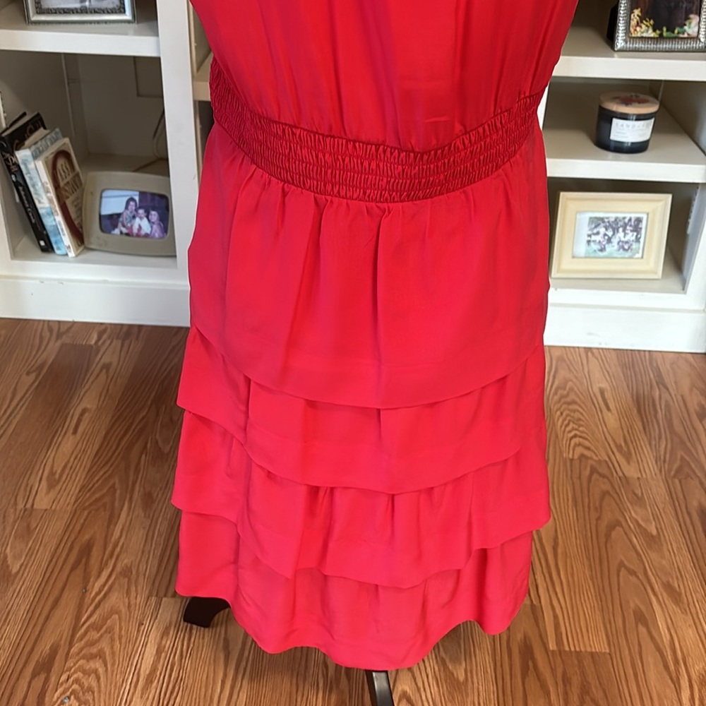 Anthropologie Girls From Savoy Red Ruffled Sleeveless Silk Oska Dress Size 8 - Picture 5 of 12
